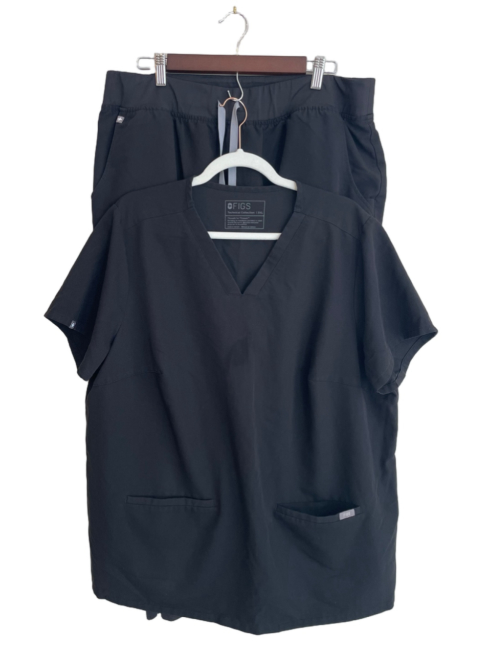 FIGS Women 3XL Black Scrub Set V Neck Top Jogger Pants Technical Collection